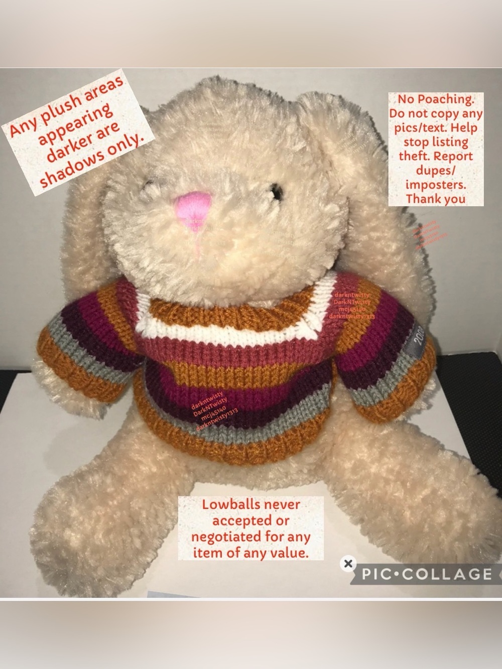 BNWT HTF 2008 Old Navy Plush Bunny w gorgeous knit sweater